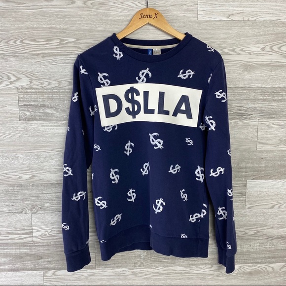 H&M Divided Dark Blue Dolla$ Pull Over Sweater - Picture 1 of 6